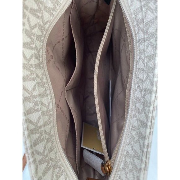 Michael Kors crossbody messenger bag large jet set MK signature purse vanilla - Picture 9 of 10